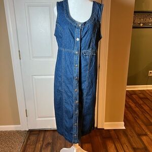 D.P.S New York Womens Size M Blue Denim Button Front Dress Western Chic